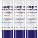 Aquaphor Lip Repair Stick with Jojoba Oil and Shea Butter, Moisturizing Lip Balms, Fragrance Free and Paraben Free, Immediately Relieves Dryness, 0.17 Oz Stick, Pack of 3