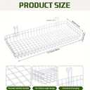 4 Pack 15.75 x 6 x 2.36 Inch Metal Grid Wall Baskets with Hooks, Hanging Wire Grid Basket, Multi-Function Wall Mounted Organizer for Kitchen Organizing Display, White