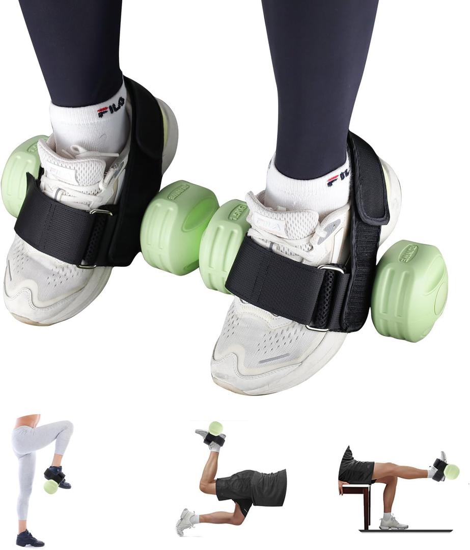 Abnaok 2PCS Dumbbell Foot Attachment, Tibialis Trainer Strap, Adjustable Ankle Weights, Ankle Straps for Weight Lifting, Leg Workouts at Home for Hip Flexors, Shin Splint, Hamstring Curls, Leg