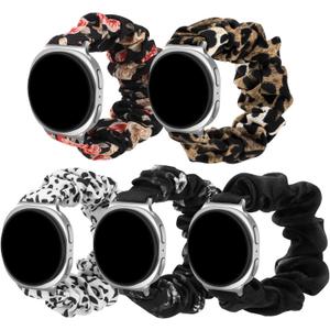 Simpeak 5-Pack Elastic Scrunchie Bands Compatible with Samsung Galaxy Watch 8 40mm 44mm 46mm, Stretchy Bracelet Band for Women Compatible with Samsung Galaxy Watch 8 Classic 46mm (2025) (Dark Series)