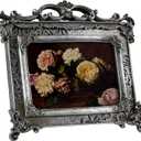 5x7 Baroque Picture Frame Silver, Victorian Vintage Ornate Design, Glass Front, Tabletop & Wall Display, Horizontal Orientation