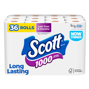 Scott 1000 Toilet Paper, 36 Rolls, 1000 Sheets Per Roll