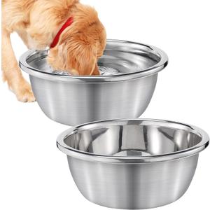 2Pcs 1.3 Gallons Large Dog Bowls - Food Grade Stainless Steel Metal Water Bowl, Ample Capacity & Easy to Clean Food Bowls for Large X-Large Dogs Indoor Outdoor