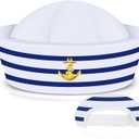 Syhood Sailor Hat White Sailor Captain Cap for Men Women Kids Adult Halloween Cosplay Costume Accessories