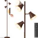 36W LED Tree Floor Lamp, Dimma ble Tall Standing Lamp with Remote & Touch Control, 4 Color Temperatures Bright Floor Lamp, 3 Rotatable Light Modern Floor Lamps for Living Room Bedroom Office (Brown)