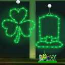 8 Modes & Remote- 2 Pack St. Patrick's Day Window Lights with Timer St Patricks Day Decor 12" 40 LED Shamrocks 36 LED Leprechaun Hat USB Powered Irish Green Silhouette Lights for Window Home Indoor