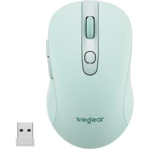 wegear USB Wireless Mouse for Laptop PC Mac, 2.4GHz Cordless Mouse with 6 Buttons, 5-Level Adjustable 4000 DPI, Ergonomic Portable Optical Computer Mice, 24-Month Battery Life (Mint Green)