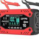 Battery Charger 10-Amp 12V/24V Smart Trickle Charger for Car - Battery Maintainer Trickle Charger, and Automotive Battery Charger with Temperature Compensation for Car Truck Motorcycle Lawn Mower