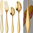 Luxury Gold Silverware Set, Heavy Duty 20-Piece Golden 18/10 Stainless Steel Flatware Sets for 5, Tableware Eating Utensils Titanium Gold Plated, HF Hoften Unique Exclusive Creative Design (Mango)