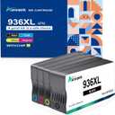 936XL Ink Cartridges with Chip Replacement for HP 936e 936XL Ink cartridges Combo Pack for HP OfficeJet Pro 9110b 9120b 9130b OfficeJet Pro Wide Format 9720 9730 Printer (Black Cyan Magenta Yellow)