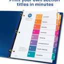 Avery 8 Tab Dividers for 3 Ring Binders, Customizable Table of Contents, Multicolor Tabs, 6 Sets (11186)