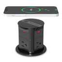ANNQUAN 3.15" Pop Up Countertop Outlet with 15W Wireless Charger,Max 20W Power Delivery,800J Surge Protection,Pop Up Socket with with 4 USB,3ft Cord,ETL Listed (Black)