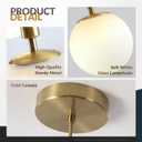 BOKT Mid Century Modern Gold Globe Pendant Light Milk White Opal Glass Pendant Light 1 Light Farmhouse Brushed Brass Mini Hanging Pendant Lights Kitchen Island for Bathroom Bedroom Hallway (Gold)