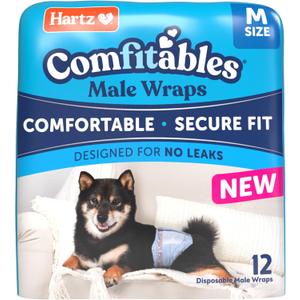 Hartz Comfitables Disposable Male Dog Wraps with Stretchy Waistband, Medium 12 Count
