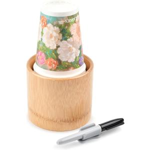 The Left Bridge Party Cup Holder, Bathroom Cup Dispenser, Wood Cups Holder and Marker Slot, Cups Storage for 16oz Disposable