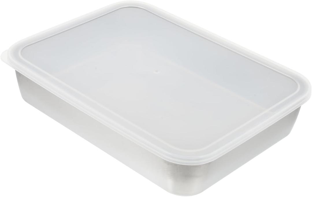 Unomor 1set Stainless Steel Deep Baking Pan Lid Airtight Food Storage Container for Baking Roasting Steaming for Bbq Desserts Fruits and More Unomor 1set Stainless Steel Deep Baking Pan Lid Airtight Food Storage Container for Baking Roasting Steaming for Bbq Desserts Fruits and More