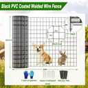 Welded Wire Fence 36inch x 50ft, Black PVC Coated Garden Fencing, 2 inch x 3inch 16Gauge Chicken Wire Fence Roll, Anti-Rust Metal Fencing for Yard Plant Protection Poultry Netting