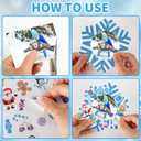 24 PCS Winter Picture Frame Ornaments Paper Christmas DIY Photo Frame Craft Set Hanging Decorations For Christmas Tree Decor (Snowflake)