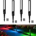 MEIKEE 5W RGB Low Voltage Landscape Lighting, 12-24V RGB Color Changing LED Pathway Lights, IP66 Waterproof Aluminum Outdoor Landscape Lights for Garden Yard Decoration 4 Pack (RGB (Red, Green, Blue))