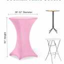 Lemict Cocktail Table Covers - 2 Pack 32x43 Inch Table Cloth - Pink Fitted Stretch Spandex Round High Top Tablecloth for Party, Bar, Birthday, Pub, Banquet
