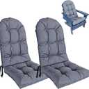 Outdoor Adirondack Chair Cushions Set of 2, Waterproof Patio Rocking Chair Cushions High Back, Thickened Patio Chair Pad for Indoor with Adjustable Straps,48x19x4 inches (2, Dark Grey)