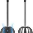 Toilet Brush and Holder 2 Pack, 304 Stainless Steel Toilet Brush with Extended and Durable Comfortable Brush Handle, Toilet Bowl Brush for Bathroom Toilet - Ergonomic, Pratical Durable (Silver)