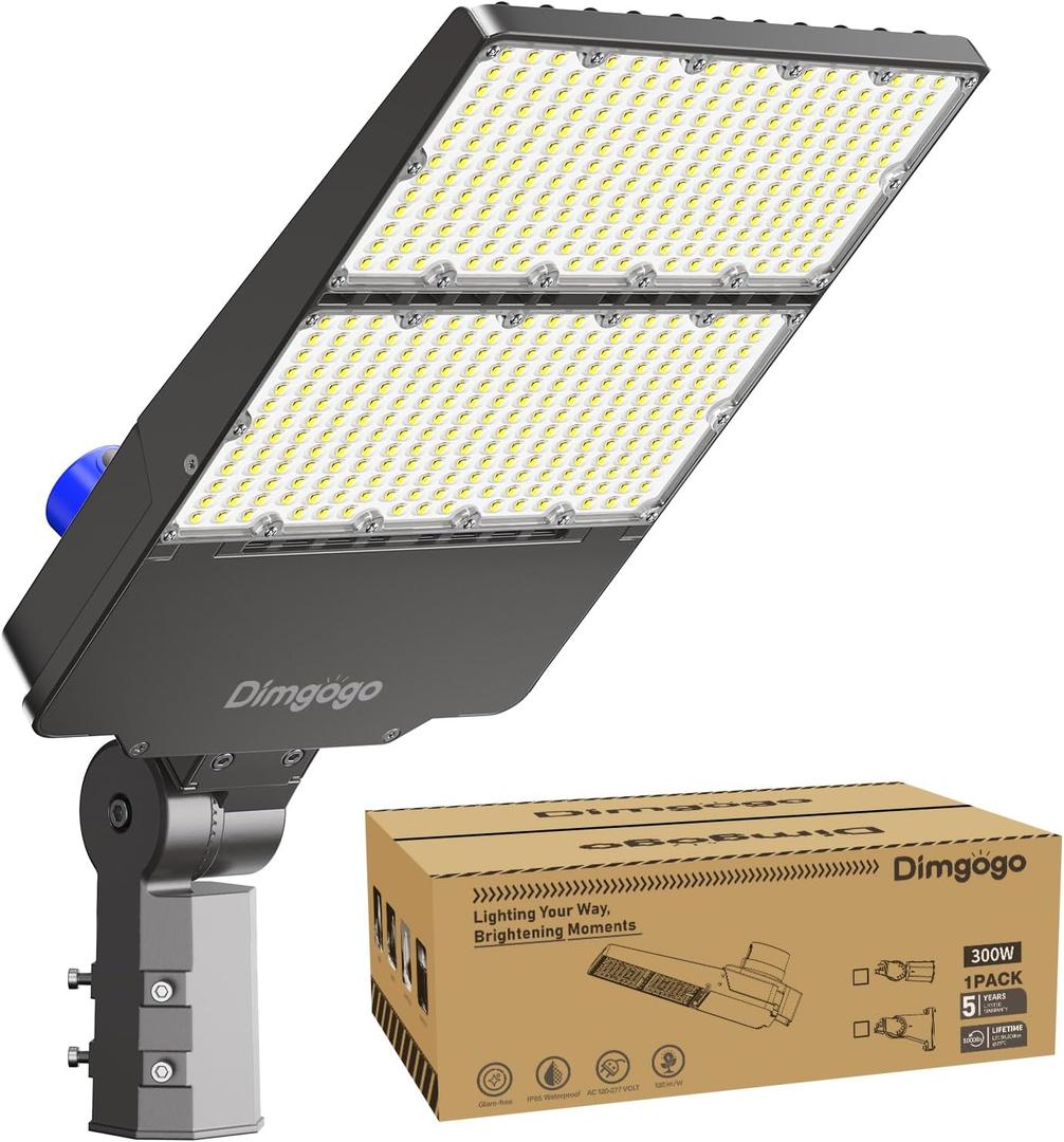 LED Parking Lot Light 300W, UL Listed 45,000LM 6500K Light with Dusk to Dawn Photocell, Adjustable Slip Fitter Mount, IP66 Waterproof, Commercial LED Area Security for Parking Lot, Roadway