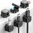 6 Pack Magnetic Cable Clips [Cable Smooth Adjustable] Cord Holder, Under Desk Cable Management, JOYROOM Adhesive Wire Holder Keeper Organizer for Home Office Desk Phone Car Wall Desktop Nightstand