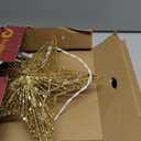 Christmas Star Tree Topper, Plug in 3D Star Tree Topper, 11Golden Glittered Metal Hollow Designed Built-in 10 Bulbs String Lights for Christmas Tree Decorations