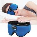 Bluetooth Sleep Mask Wireless Headphones 3D Bluetooth Eye Mask for Side Sleepers SYPVRY Blackout Eye Mask with Headphones Speaker for Airplane, Travel, Haze Blue