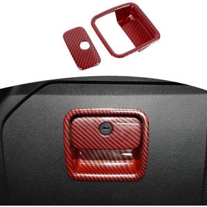 RT-TCZ for Jeep JL Glove Box Compartment Latch Handle Trim Cover for Jeep Wrangler JL JLU Gladiator JT 2018-Present Red Carbon Fiber Interior Accessories