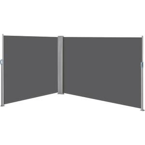 Yaheetech 236 x 71in Double Side Awning, Patio Retractable Side Screen Awning, Privacy Divider Screen w/ 220g/m Polyester, Waterproof & UV-Resistant for Courtyard, Roof Terrace - Dark Gray