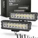 NAOEVO 6 Inch LED Light Bar, 50W 4000LM LED Fog Lights, Spot & Flood Combo for Trucks, Cars, Boat, ATV, UTV, 2 Pcs (White)