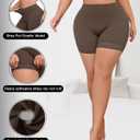 Shapewear for Women Tummy Control Shapewear Shorts Mid Waisted Seamless Slimming Underwear with Lace (Brown, XL)