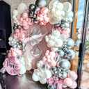 Pink White Silver Balloons Arch Kit, 162pcs Winter Wonderland Garland with Pastel Pink White Metallic Silver and Confetti Balloons for Wedding Princess Snowflake Theme Birthday Party Decorations