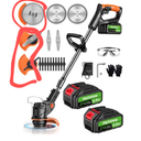 Electric Weed Wacker Cordless, 21V Weed Cordless Eater Battery Powered, with 2 * 4.0 Batteries & Charger, Lightweight Brush Cutter/Grass Trimmer, 2 Types Blade, for Lawn Yard Garden, Black