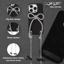 2 x Crossbody Case for iPhone 16 Pro - Black with Stylish Silver Detachable Chain - Big Bow