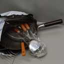 Teewe Carbon Steel Wok Traditional Hand Hammered - 13.4" Chinese Woks Round Bottom Wok Pan Set with 8 Pcs Cookware Accessories