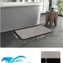 MontVoo -Bath Mat Rug-Rubber Backing Non Slip Quick Dry Absorbent Thin Bathroom Rugs Fit Under Door-Faux Suede Surface Bathroom Floor Mats-Shower Rug for in Front of Bathtub Shower Gray 17"x27.5"