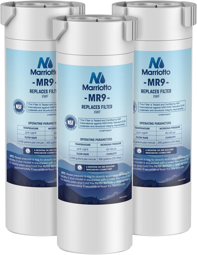 MARRIOTTO XWF Water Filter Replacement for GE XWF Refrigerator Water Filter, 3 Pack (Not XWFE)