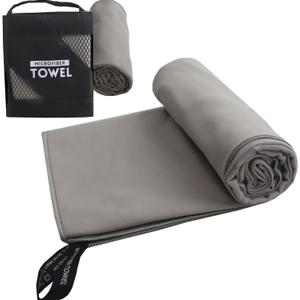 Microfiber Travel Towel 30x60" Quick Drying Camping Towel, Super Absorbent Gym Towel, Lightweight Travel Towels, Compact Beach Towels for Sports, Trip, Beach, Yoga, Hiking, Bathroom, Pool (Grey)