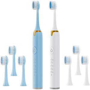 Dnil 2 Pack Sonic Electric Toothbrush for Adults, 42,000 VPM Rechargeable Toothbrush with 2 Minute Built-in Timer, 5 Powerful Modes (Blue+White)