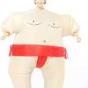 Sumo Wrestling Cosplay Costume, Inflatable, Blow Up Suit, One Size Fits Most Adults for Halloween (Red)