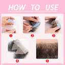 Fake Private Hair, Invisible Realistic Bikini Body Hair, Handmade full Lace Fake chest hair mustache for Men and Women (Purple)