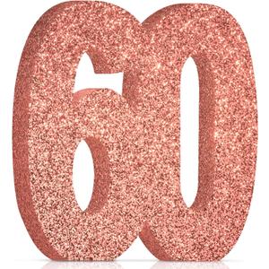 60th Birthday Decorations for Women,60th Anniversary Decorations,Rose Gold Glitter 60th Birthday Party Centerpieces for Table Decorations,60 Table Topper Decor, 8*8*1.2in