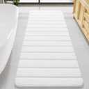LOCHAS Long Bathroom Rugs Runner, 24" x 60" Large Bath Rug Non Slip Washable, Absorbent Microfiber Bath Mat Luxury Soft, Cozy Bathroom Runner Rug for Shower Quick Dry, White