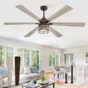 65 Inch Farmhouse Ceiling Fans with Lights and Remote,Industrial Large Ceiling Fan with 6-Speed Reversible DC Motor and 6 Dual Finish Blades,Oil Bronze Ceiling Fan with Light for Living Bedroom Patio