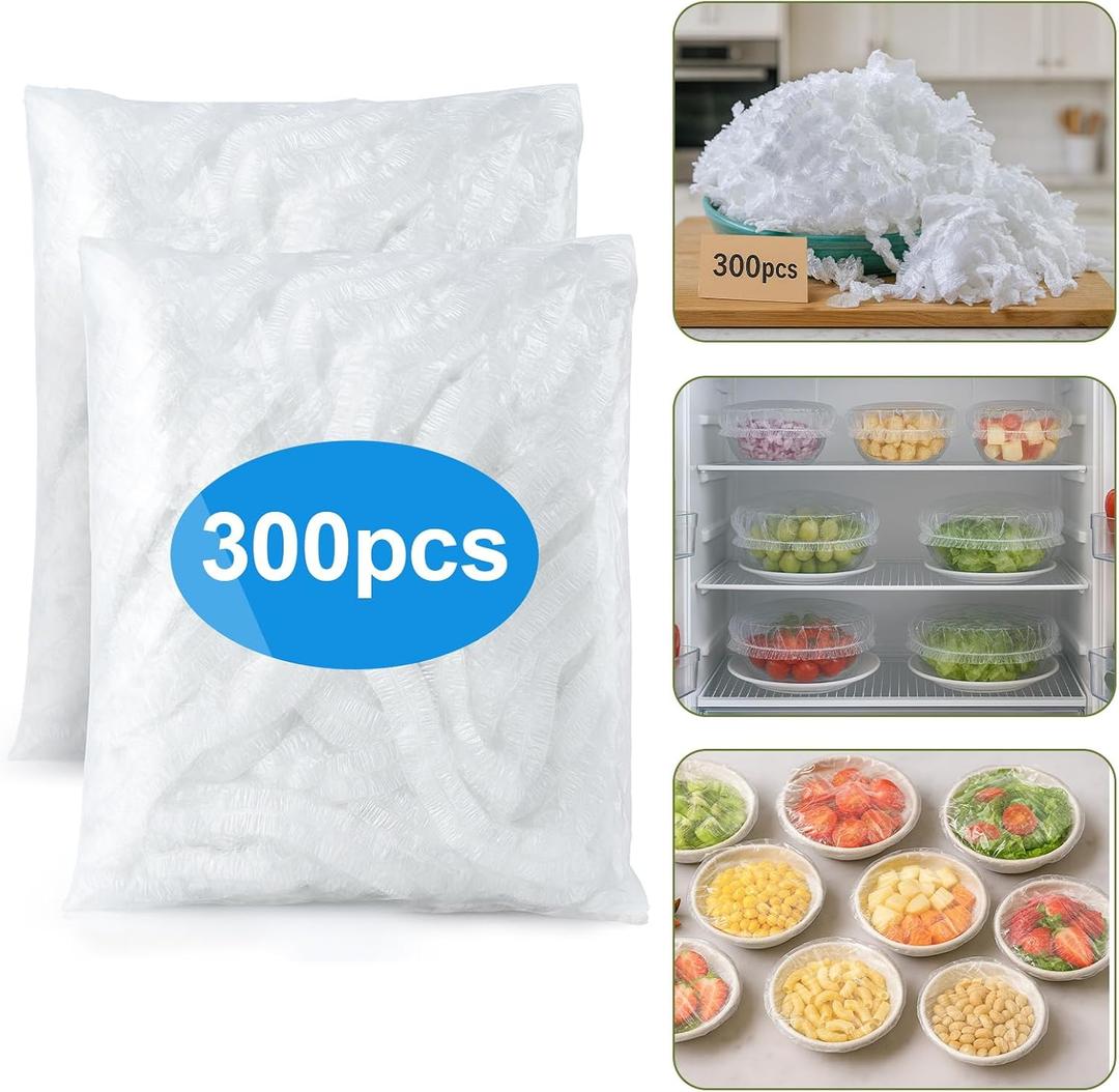 300PCS Bowl Covers for Bread Proofing QUINGLU Elastic Plastic Food Covers, BPA-Free Reusable Disposable Wraps, Thickened Shower Caps for Bowls, Plates, fruit, Leftovers & Outdoor Picnics