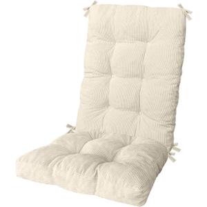 Rocking Chair Cushion Durable Comfort Patio Chair Cushion Non-Slip Bottom Pads with Ties for Dining Garden Balcony Office 22x16x3.1+16x17x3.1in Color#1 White