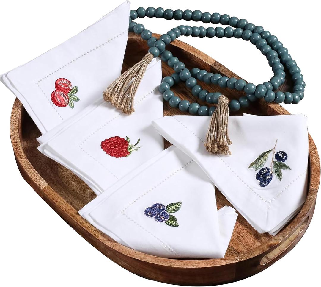 Cotton Textured Cloth Dinner Set of 4 Hemstitched, Machine Washable, Wedding & Thanksgiving Table Use, Cotton Fabric with Retail Gifting Package  Set of 4